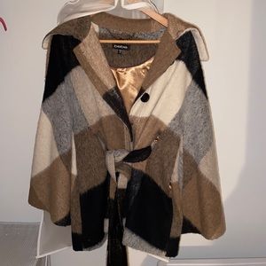 Bebe Plaid Print Cape Coat
